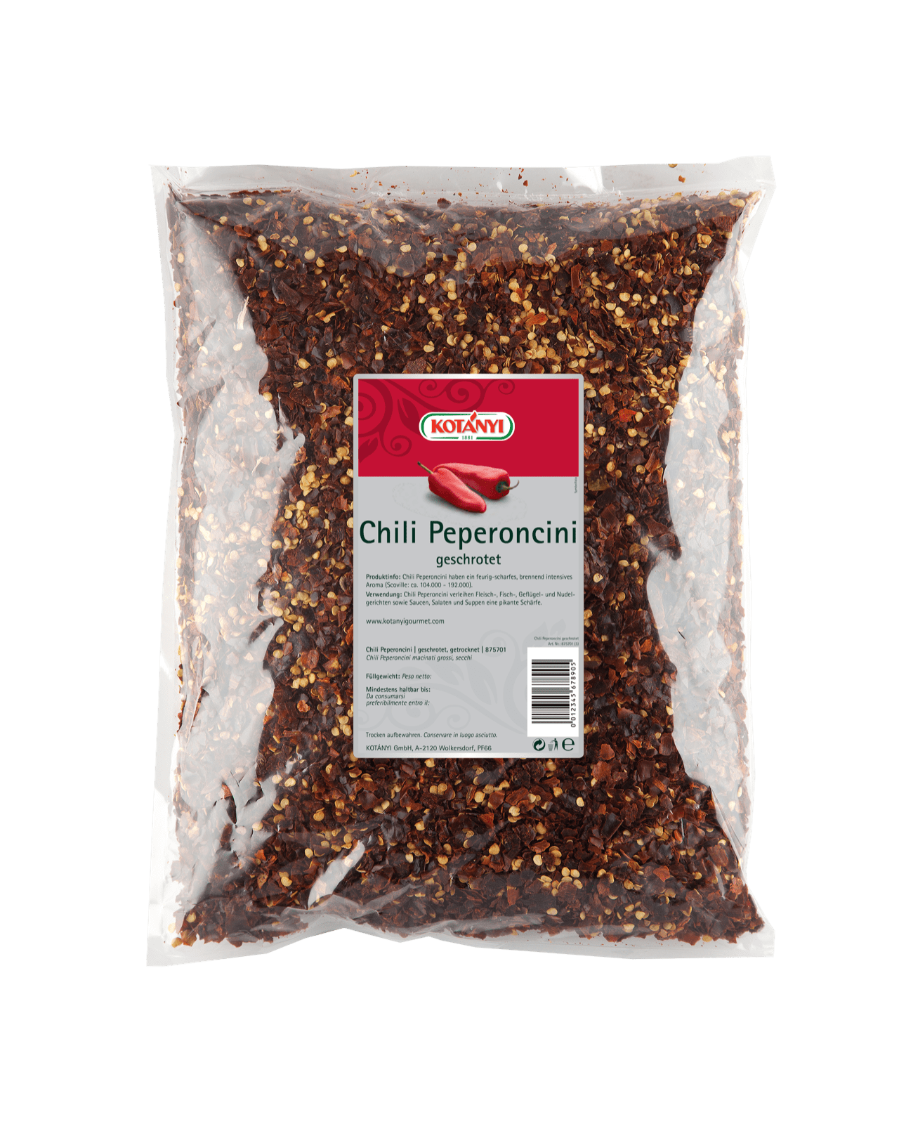 Kotányi Gourmet Chili Peperoncini geschrotet im 1kg Beutel