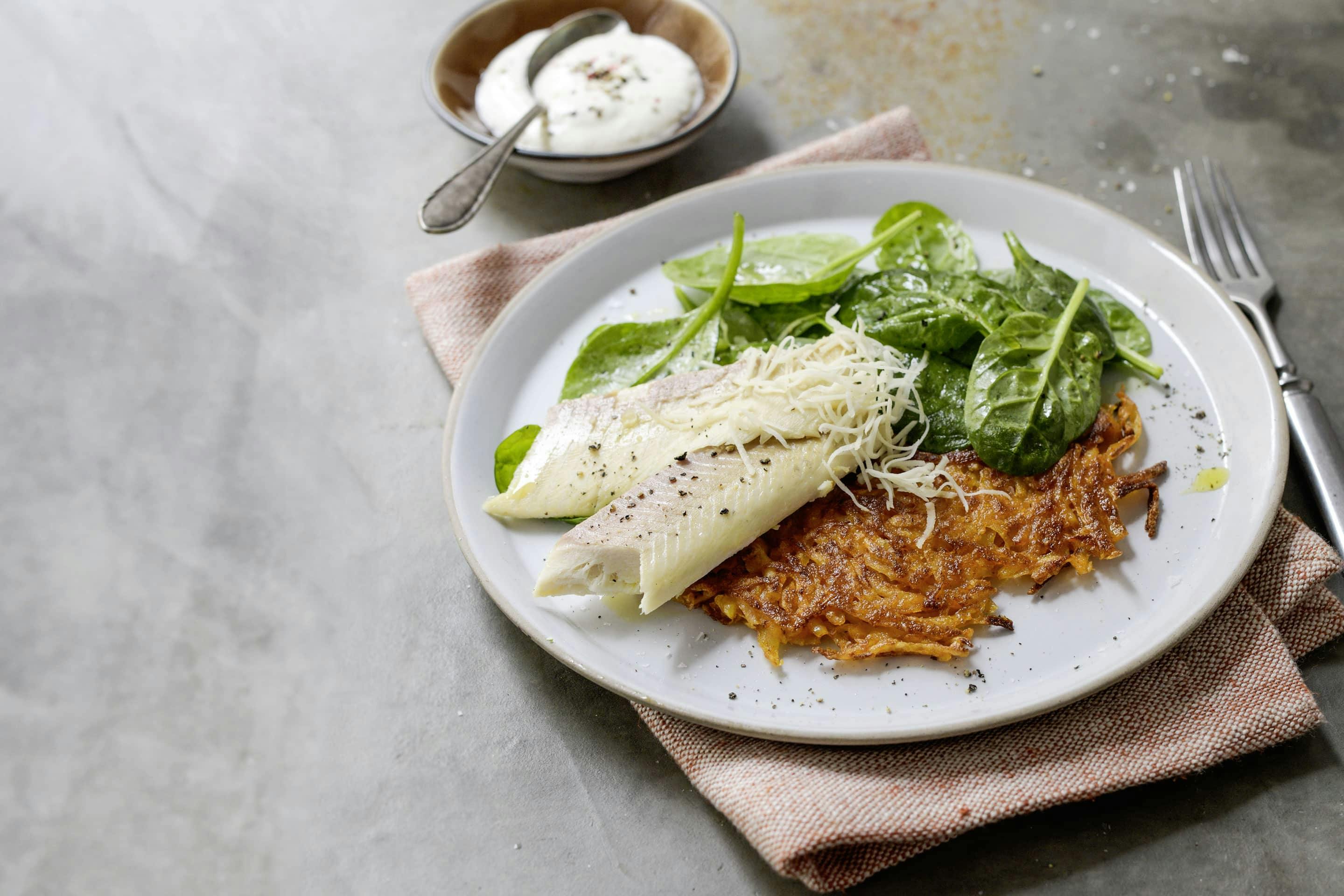 Räcuherforelle und Kartoffel-Rösti mit Paprika gewürzt