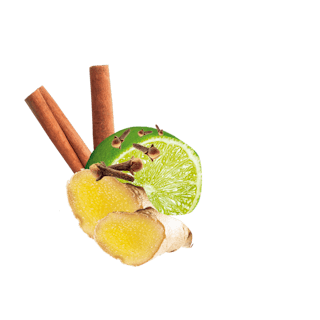 Limette, zimtstangen, Nelken und Ingwerscheiben